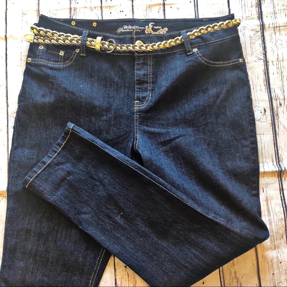 Style & Co. Dark Wash Embellished Pocket Jeggings - Picture 2 of 5
